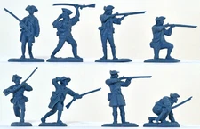 LOD 18th Century Colonial Minutemen -  16 figs in 8 poses - mib 60 mm