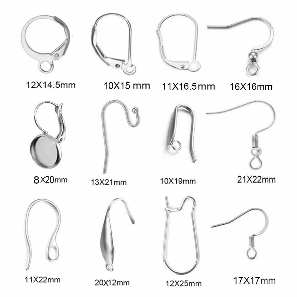 50pcs Stainless Steel 316 Earring Hooks Hypo Allergenic For