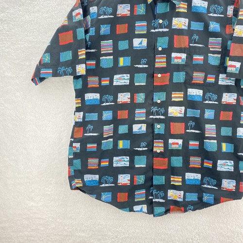 Camicia da campeggio Spinnerstown hawaiana uomo L multicolore color block manica a S con bottoni - Foto 8 di 11