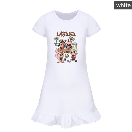 Kids Girls Cute Labubu Monster Nightwear Dress Sleepwear Pyjamas Nightgown Skirt - Picture 13 of 54