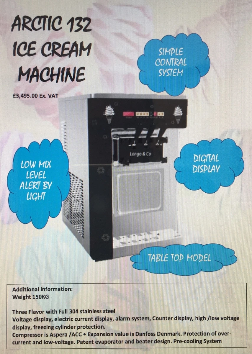 SOFT ICE CREAM MACHINES Table top Space saving Ozone friendly Gas