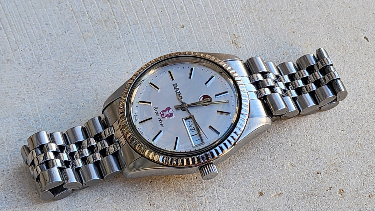 Rare Rado Purple Horse Arabic Calendar Automatic Steel Mens