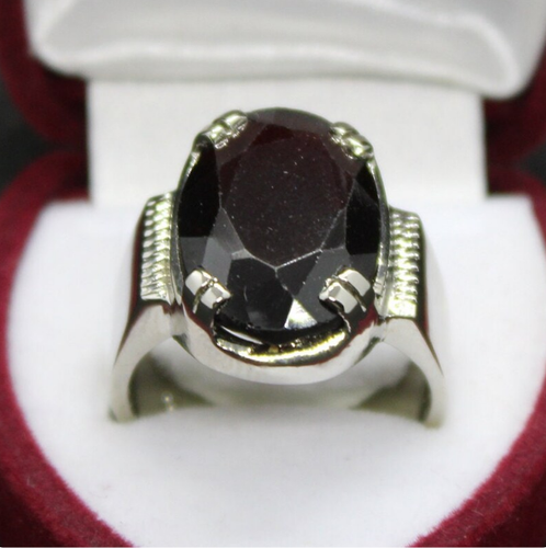 Real Dark Red Garnet Stone Ring Oval Shape Garnet Ring January Stone Silver Ring - Picture 5 of 6