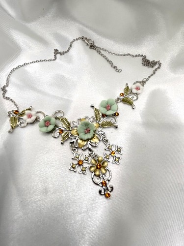SALE Zauberhafte Vintage Kette / Collier Blumen Zirkonia 90er/ Y2K - Bild 12 von 20