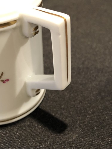 Hochst Credenza Floreale in Porcellana Dipinta a Mano Colore Lampone Nuova - Foto 4 di 10