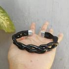 Natural Coral Black Color Akar Bahar Braided Bangle Bracelet Free Shipping