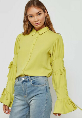 Lost Ink Women/Ladies Tie Detail Shirt. Colour-Lime. Size:14UK. BNWT. 