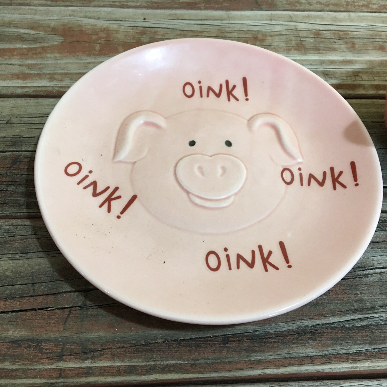 Vintage Pink Pig Plate And Bowl Pink Cute E5