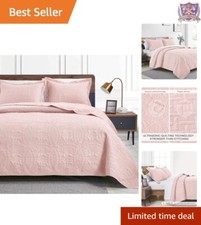 Lightweight King Size Quilt Set in Pink Coin Pattern - Perfect for Any Bedroom