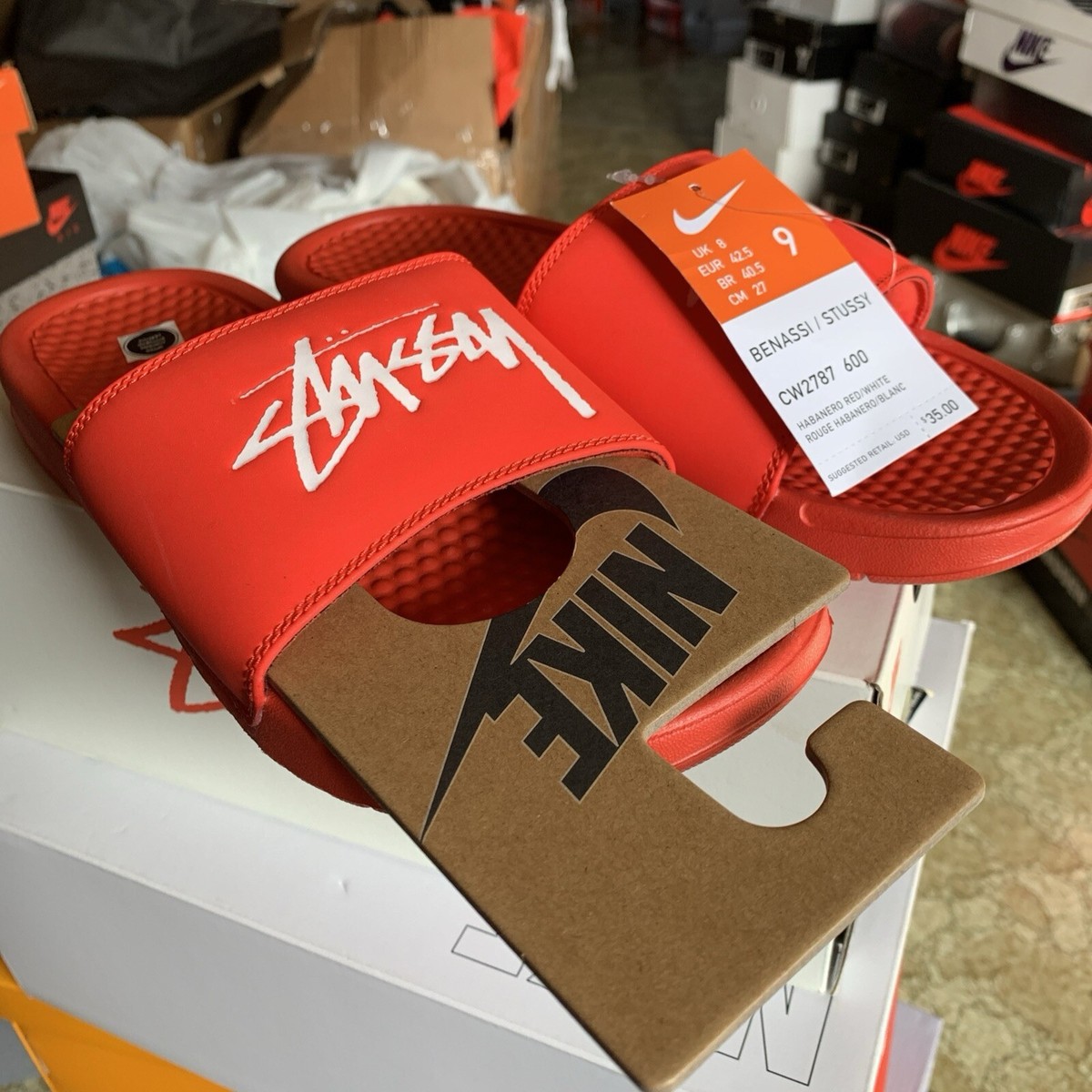 Nike x Stüssy Benassi Slide Size 9 CW2787-600 | eBay