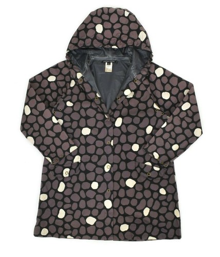 GUDRUN SJODEN Women's Raincoat Jacket Hooded Snaps Loose Fit Gray Size S - Picture 2 of 12