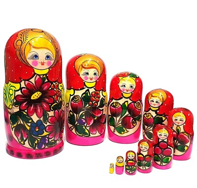 Poupée Russe grande taille Matriochka classique 10 pièces Poupée Russe  bois