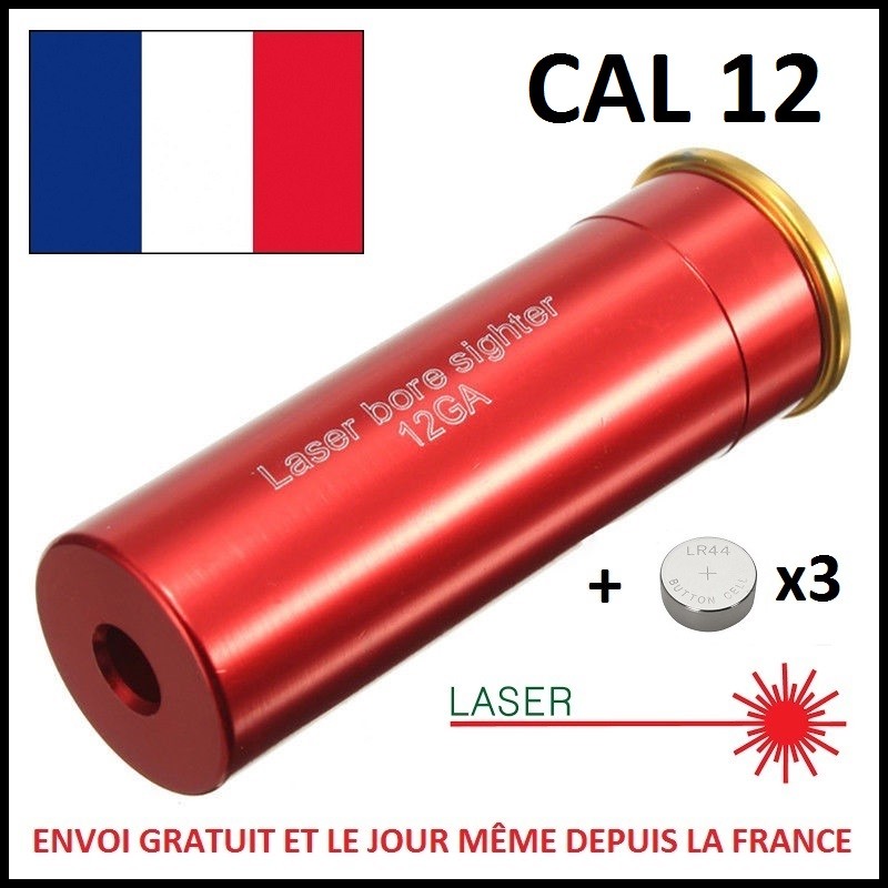 Cartouche De Réglage Laser Rouge Bore Sight, Pour Calibres 9mm / 12 / .45 ACP / .38 Spl / .40 S&W, Avec 2 Jeux De Piles