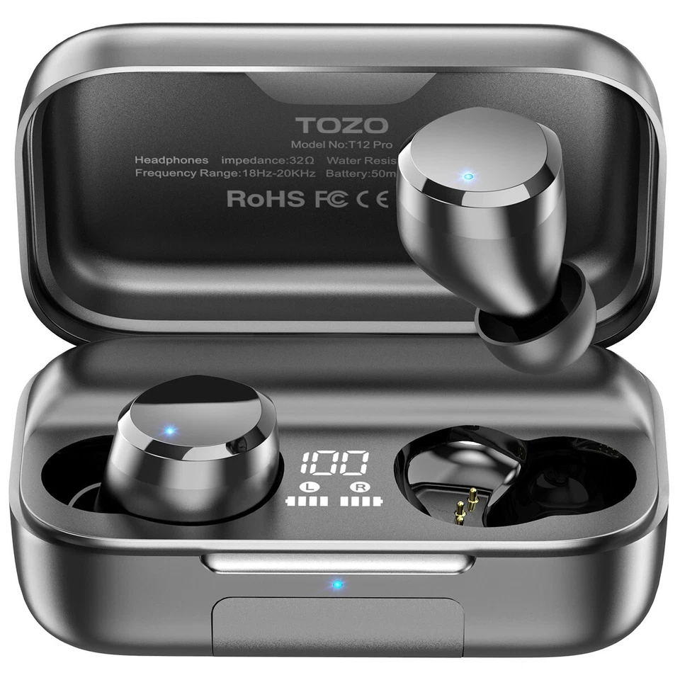 TOZO T12 Pro Bluetooth In-Ear Kopfhörer Kabellose Ohrhörer LED-Anzeige Headset