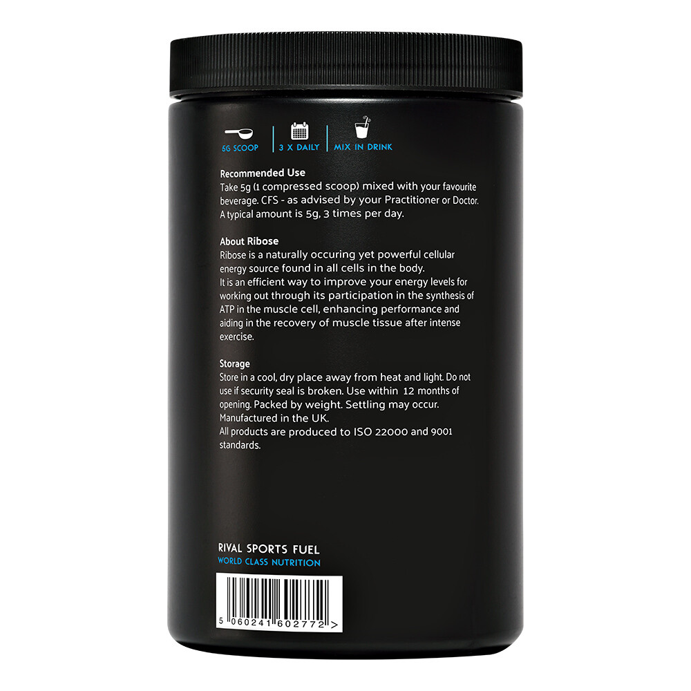 D-Ribose - Pure Powder - 200g Jar (5g Per Serving) NON-GMO, Soy-Free, Gluten Free By Health Thru