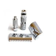 RASOIO DI SICUREZZA DA VIAGGIO MERKUR 4 PEZZI 985 CONFEZIONE PELLE MADE GERMANY