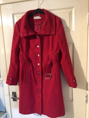 Trench Coat Karen Millen Red Military Coat Italian Virgin Wool - Main Image