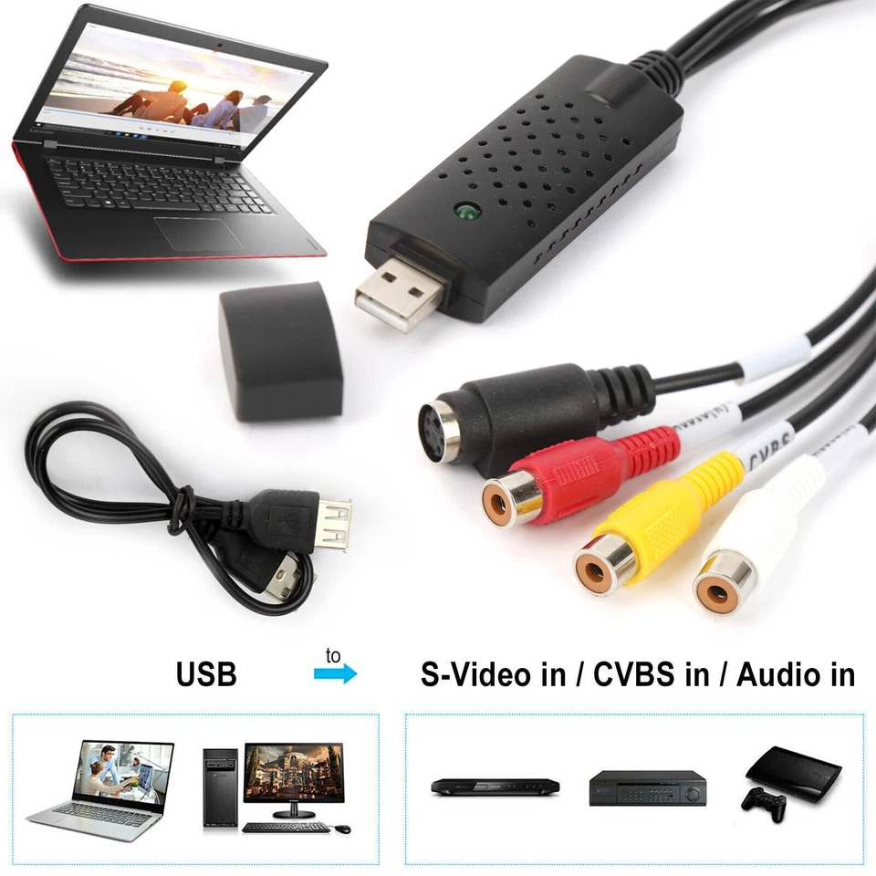 2x USB 2.0 Audio Video VHS to DVD VCR PC Converter Adapter Digital Capture Card - Image 4 of 4