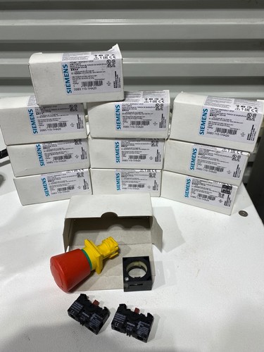 Lot of 11 siemens 3SB3 110-1HA20 Emergency Stop Button with 3SB3400-0C ...