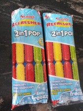 16 SWIZZELS 2 In 1 Pop FRUIT REFRESHERS ICE Freeze Pops 2 Packs Lollies Tip Tops