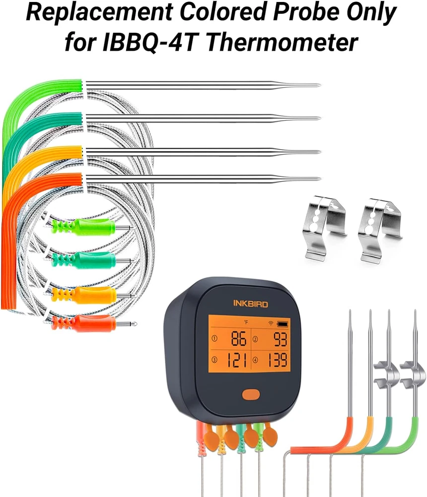 Wifi Meat Thermometer IBBQ-4T Colored Probe 4-Pack Kit Only Compatible with Meat