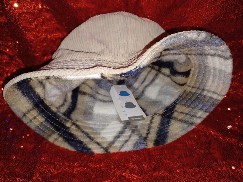 👒💥 NEW Women's Reversible Plaid Corduroy Khaki Bucket Hat NWT Beige Brown Tan
