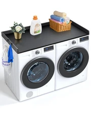 Uimoso 3-Panel Washer Dryer Countertop 54"x27" Wooden Laundry Topper Cover Black