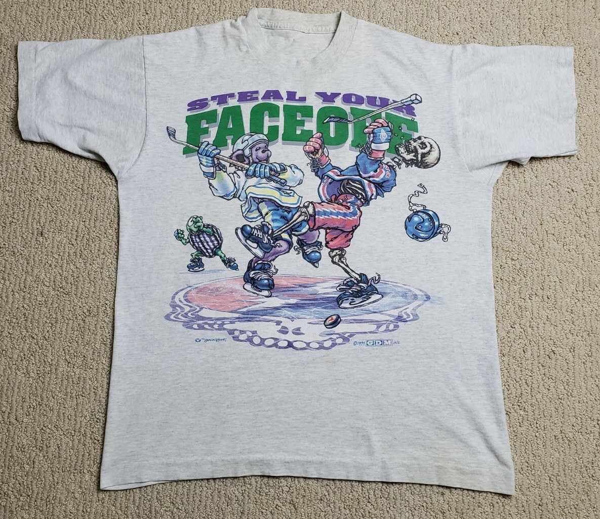 Vtg Grateful Dead 1994 Steal Your Face Off Tour Hockey Grey T