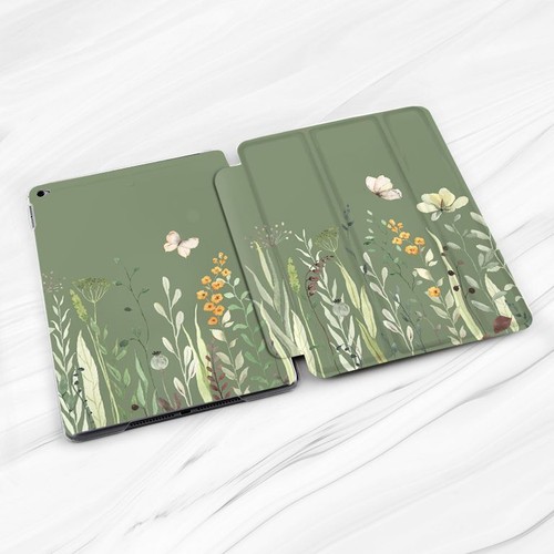 Wildflowers Floral Sage Green Case For iPad 10.2 Air 3 4 5 Pro 9.7 11 12.9 Mini - Picture 2 of 6