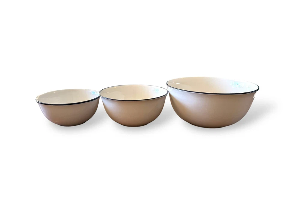 3 Williams Sonoma Bistro Francais Mixing Nesting Bowls Bake Cooking Wear French - Image 3 of 4