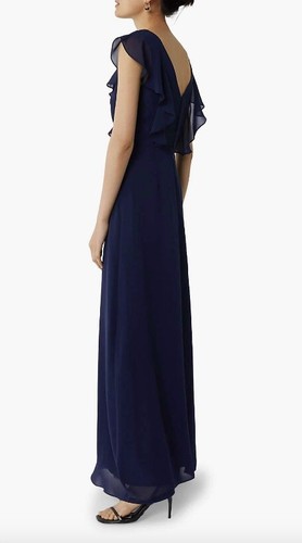 WAREHOUSE Frill Wrap Bridesmaid, Party Dress, Navy Mink Color Sizes 6 to 18 - Picture 4 of 9