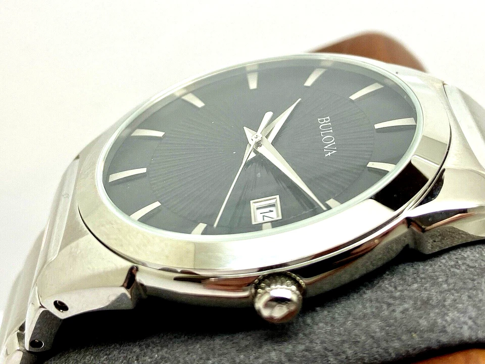 Мужские кварцевые часы Bulova 96B149 Classic дата черный циферблат 38 мм нержавеющая сталь - Изображение 2 из 4