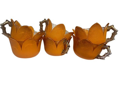 Antique 1906 Orange Shriner's Tulip Shaped Cups Twig Shaped Handles Set of 6 - Picture 12 of 16
