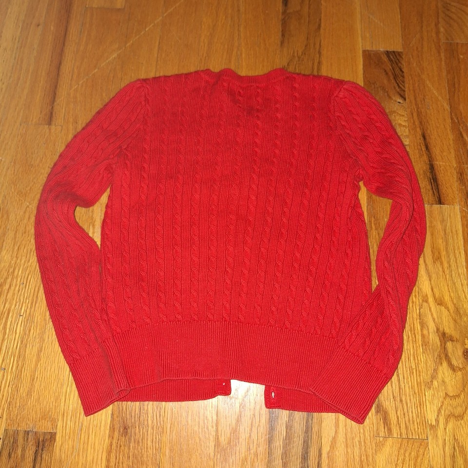 Girl Polo Ralph Lauren Red Cable Knit Cardigan 6X *Read* eBay