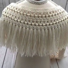 Beige Tassel Fabric Trim Cotton Fringe Edge Rustic Ribbon for Home Craft