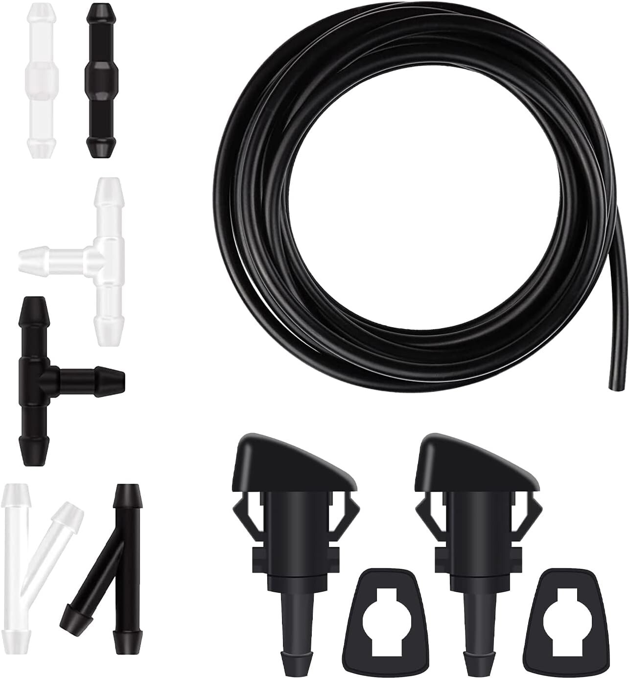 Windshield Washer Nozzles Hose Kit-4M Washer Fluid Hose 6 Pcs Hose Connectors