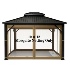 Gazebo Universal Mosquito Netting – 10' x 12' Outdoor Mesh Netting Screen 4-P...
