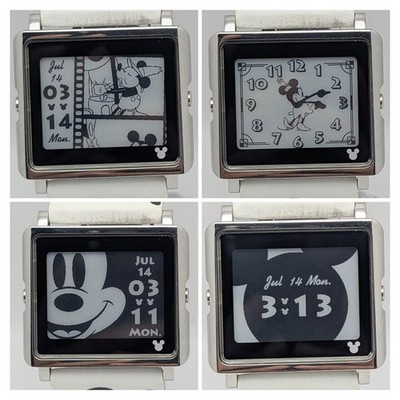 Epson Smart Canvas Mickey Mouse Watch Digital Working Free Size Band Japan Rare