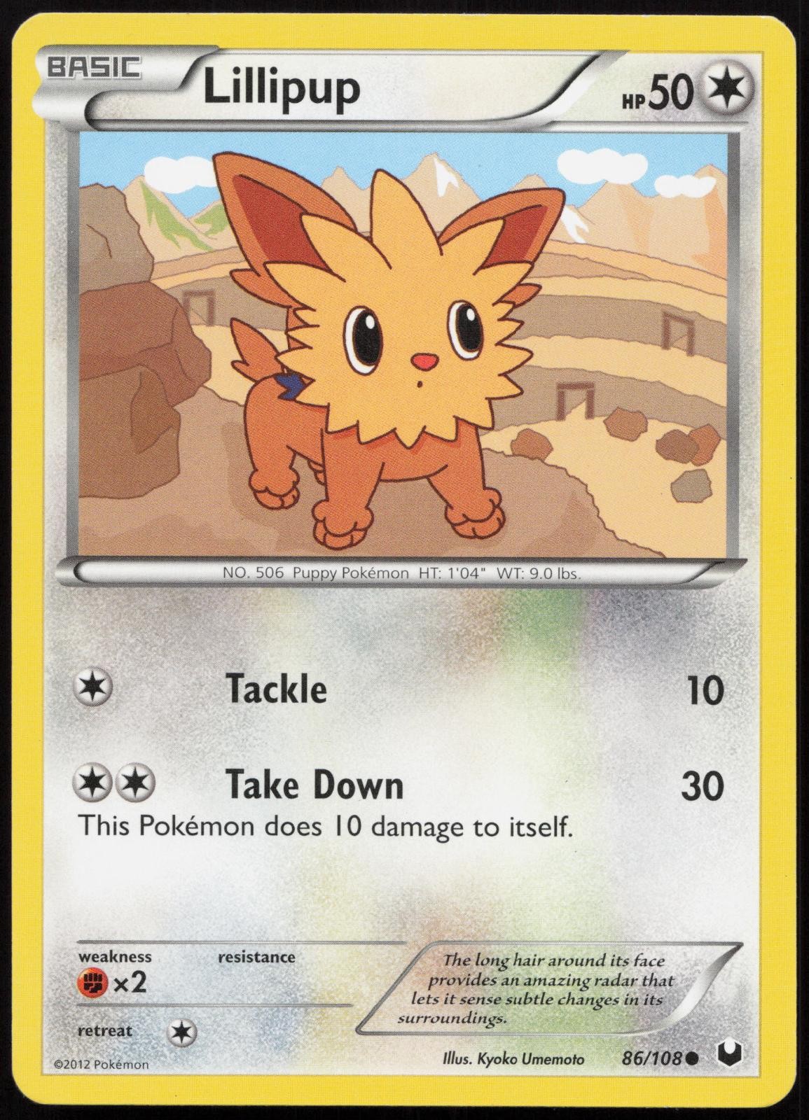Lillipup 86/108 Common Dark Explorers Pokemon Lightly Played