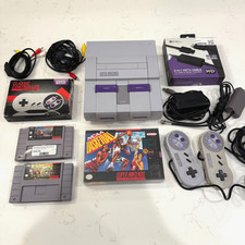 SNES Super Nintendo Console w/ Game Bundle + Controllers -Tested Working DK/NCAA
