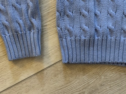Women’s Ralph Lauren Sport Periwinkle Cotton V Neck Cable Knit Sweater -XL - Picture 2 of 5