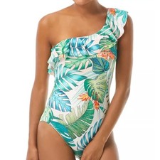 VINCE CAMUTO Printed Ruffled One Piece Swimsuit size 6 NWOT