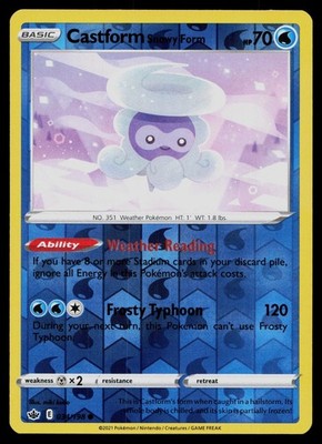 CASTFORM SNOWY FORM 034/198 COMMON CHILLING REIGN POKEMON REVERSE HOLO NM