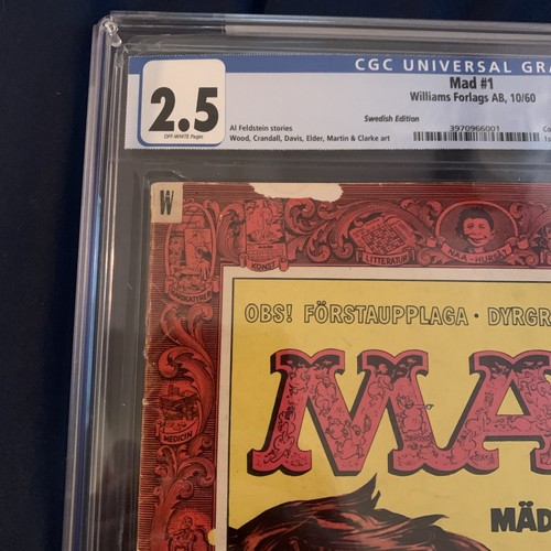 Mad Magazine #1 Edición Sueca 1960 Raro CGC 2.5 1er Alfred E Neuman Por Mingo - Imagen 4 de 14