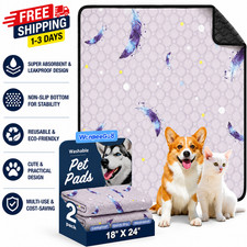 Washable Dog Pee Pads 18x24 Waterproof Non Slip Reusable Puppy Training 2 Pack