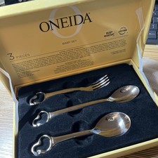 Oneida CHATEAU 18/10 SS 3-Piece Baby Infant Flatware Set NEW Baby Gift Boxed NIB