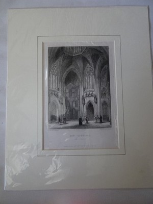 Englische Graphik mit Passepartout Ely Cathedral'' B. Winkles sc.