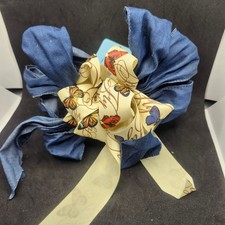 Handmade Butterfly Hair Bow Barrette  Denim Hair Clip  Blue, Beige  Orange