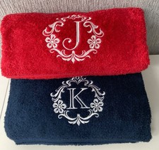 Personalised Damask Monogram Towels, 650 gms Facecloths, Hand & Bath Towels