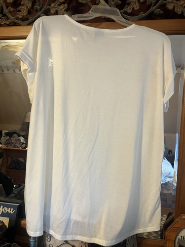 Faded Glory Women’s White Blouse Size 2X Silver Dots Accents - Picture 4 of 4